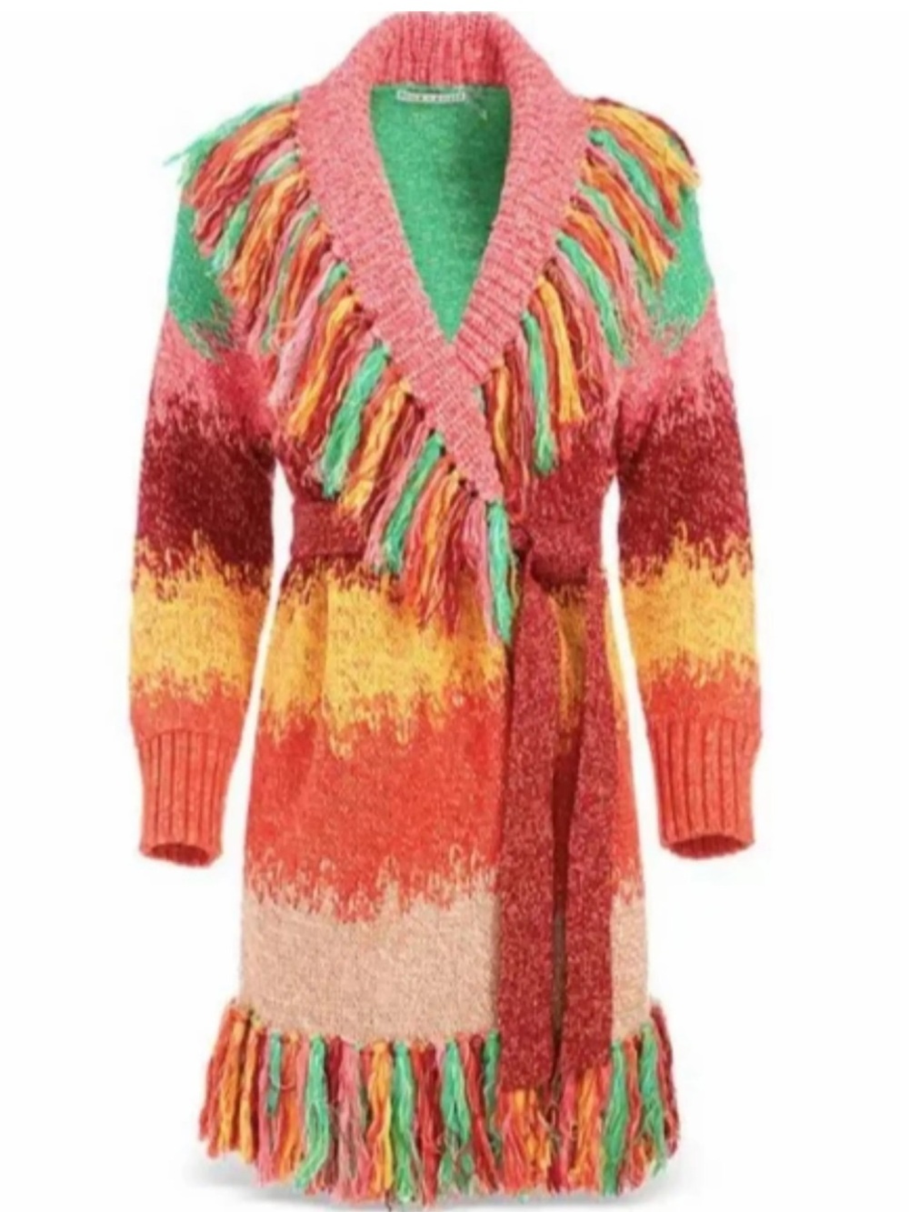 Alice and Olivia  Shawl Collar Fringe Cardigan